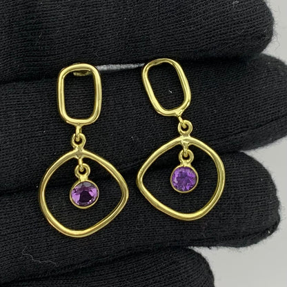 Modern Organic Shape Gemstone Earrings Jewelry in 18K Gold Plated TGE1018 EM-1273