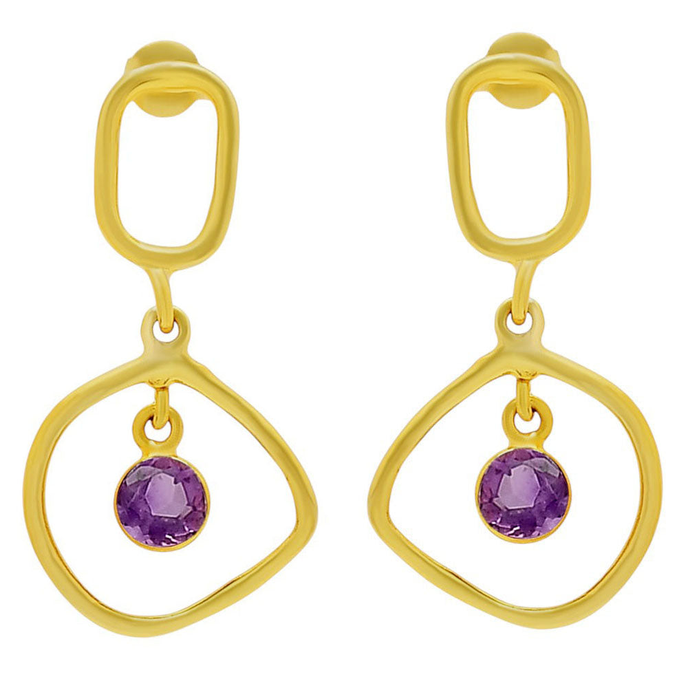 Modern Organic Shape Gemstone Earrings Jewelry in 18K Gold Over Brass TGE1018 EM-1273