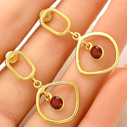 Modern Organic Shape Gemstone Earrings Jewelry in 18K Gold Over Brass TGE1018 EM-1273