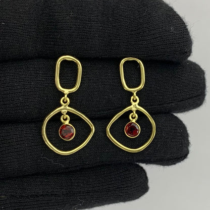 Modern Organic Shape Gemstone Earrings Jewelry in 18K Gold Plated TGE1018 EM-1273