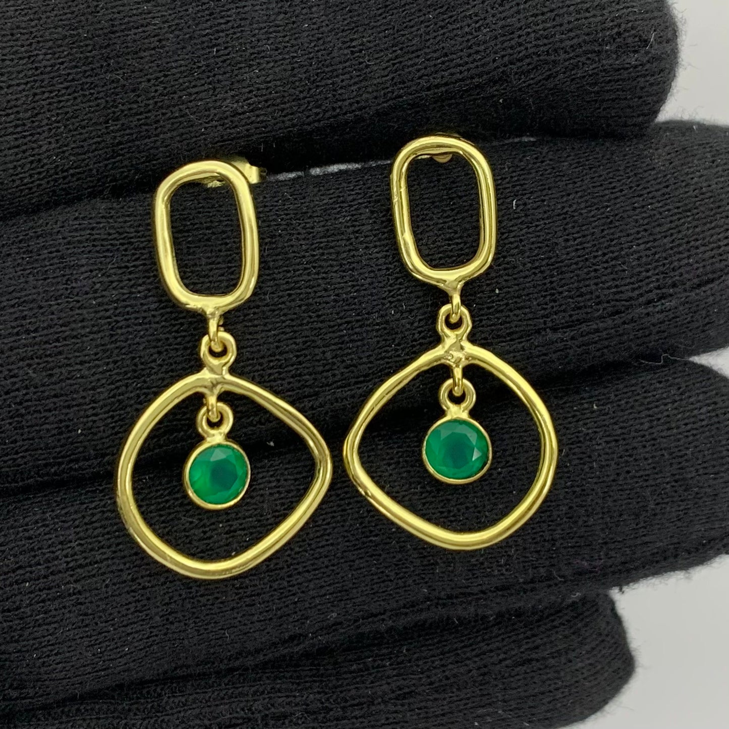 Modern Organic Shape Gemstone Earrings Jewelry in 18K Gold Plated TGE1018 EM-1273