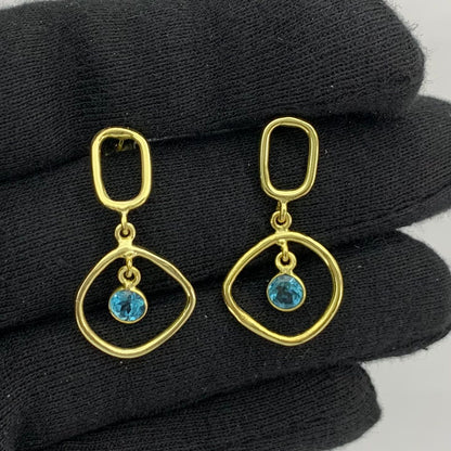 Modern Organic Shape Gemstone Earrings Jewelry in 18K Gold Plated TGE1018 EM-1273