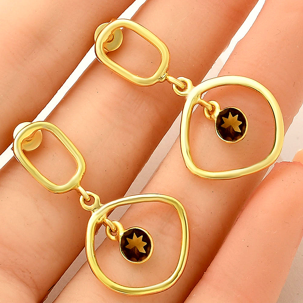 Modern Organic Shape Gemstone Earrings Jewelry in 18K Gold Over Brass TGE1018 EM-1273