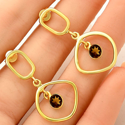 Modern Organic Shape Gemstone Earrings Jewelry in 18K Gold Over Brass TGE1018 EM-1273