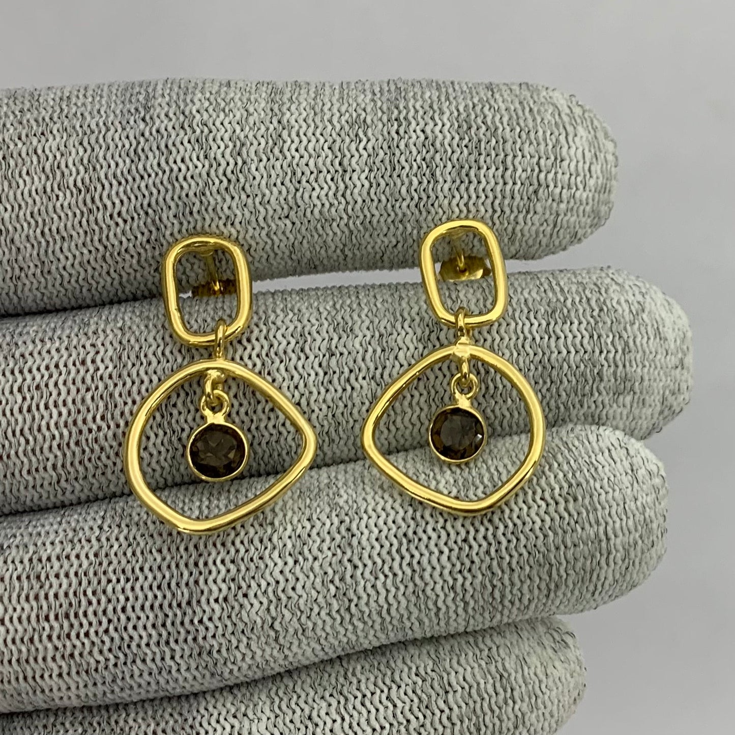Modern Organic Shape Gemstone Earrings Jewelry in 18K Gold Plated TGE1018 EM-1273