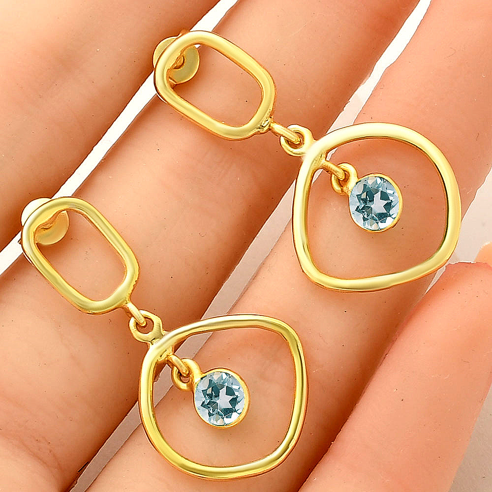 Modern Organic Shape Gemstone Earrings Jewelry in 18K Gold Over Brass TGE1018 EM-1273