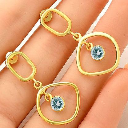 Modern Organic Shape Gemstone Earrings Jewelry in 18K Gold Over Brass TGE1018 EM-1273