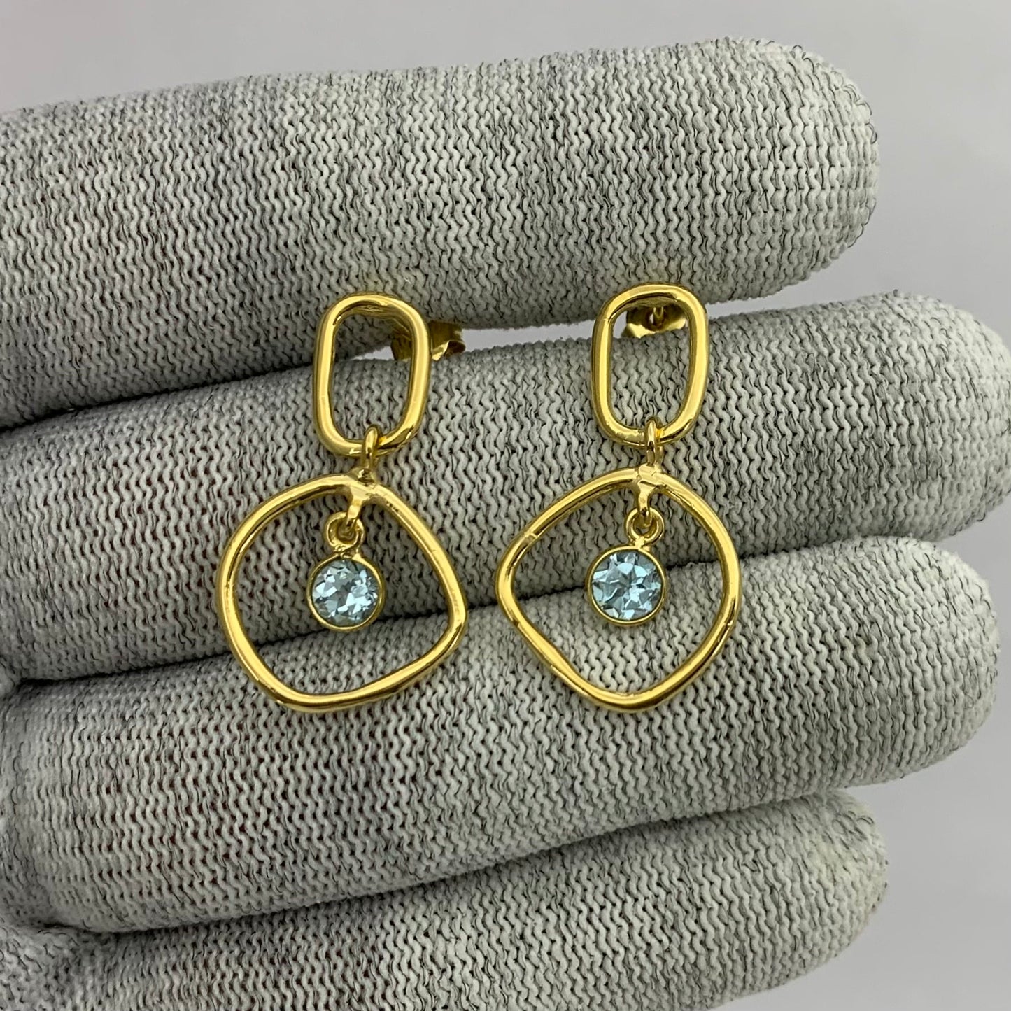 Modern Organic Shape Gemstone Earrings Jewelry in 18K Gold Plated TGE1018 EM-1273