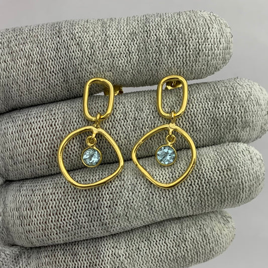 Modern Organic Shape Gemstone Earrings Jewelry in 18K Gold Plated TGE1018 EM-1273