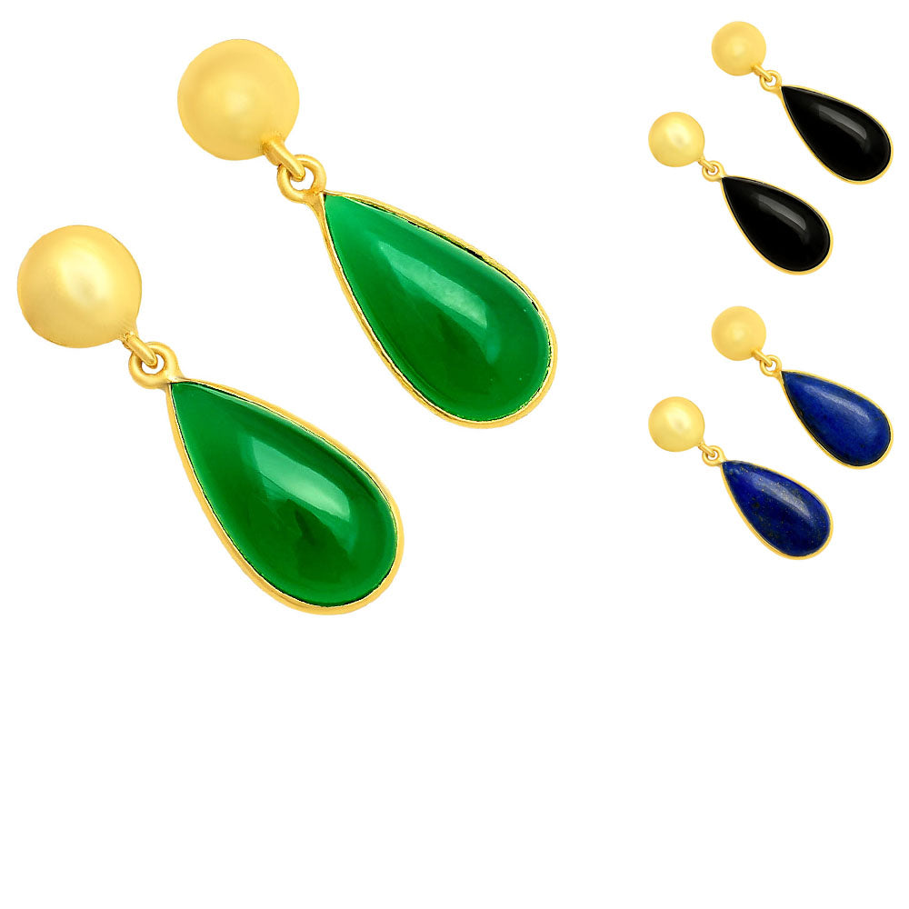 Elegant Teardrop Colorful Gemstone Earrings in 18K Gold Plated TGE1019 EM-1086