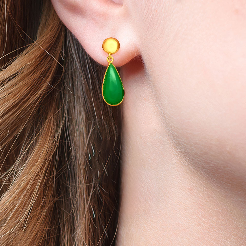 Elegant Teardrop Colorful Gemstone Earrings in 18K Gold Plated TGE1019 EM-1086