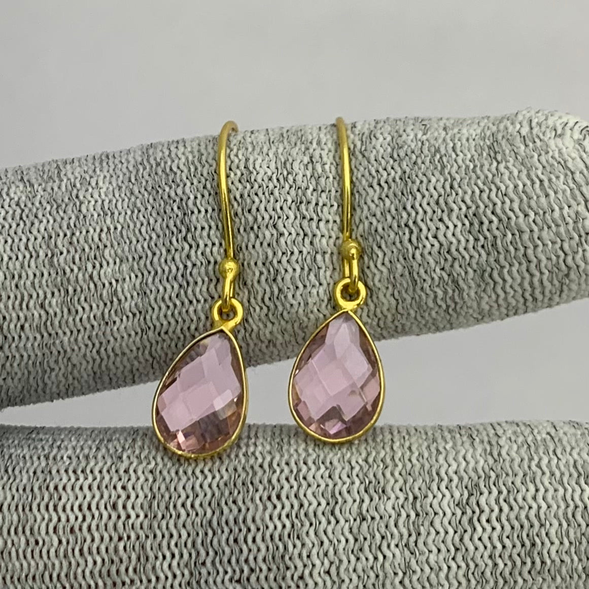 18K Gold Plated Faceted Teardrop Gemstone Earrings – Desiregem USA TGE1020 EM-1005