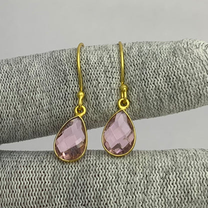 18K Gold Plated Faceted Teardrop Gemstone Earrings – Desiregem USA TGE1020 EM-1005