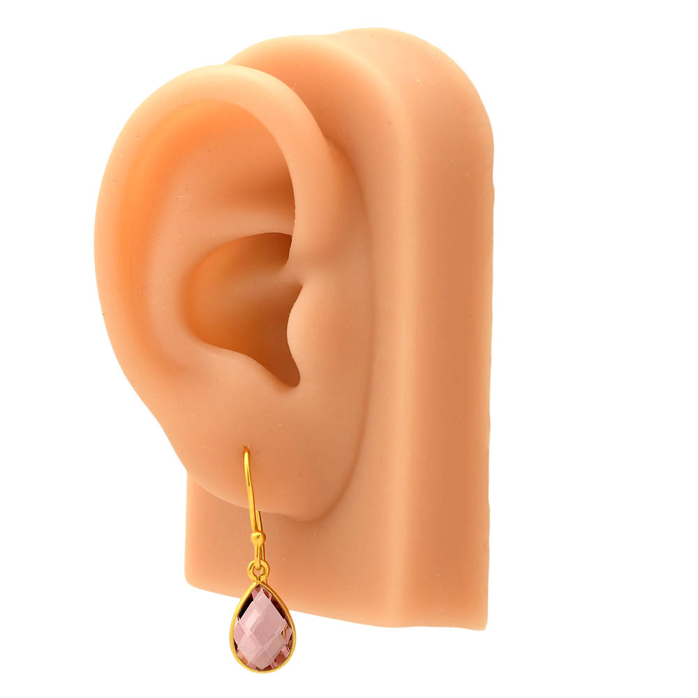 18K Gold Plated Faceted Teardrop Gemstone Earrings – Desiregem USA TGE1020 EM-1005