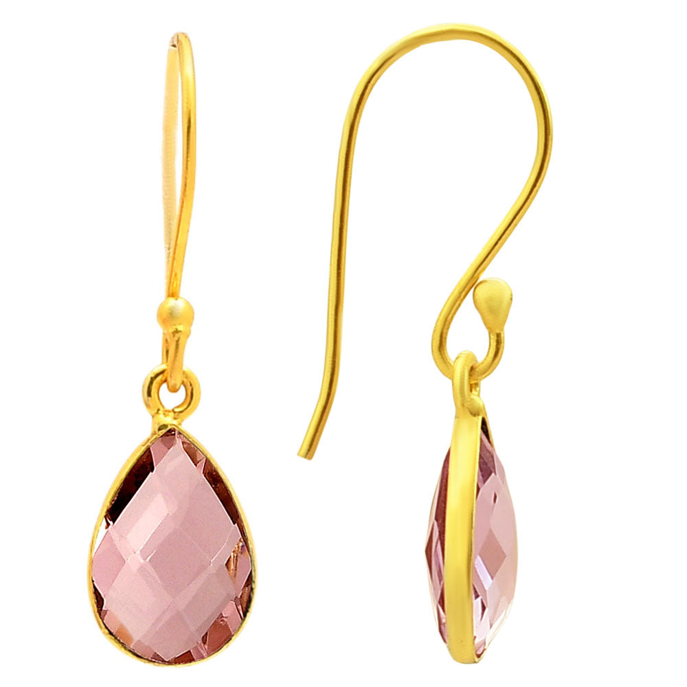 18K Gold Plated Faceted Teardrop Gemstone Earrings – Desiregem USA TGE1020 EM-1005