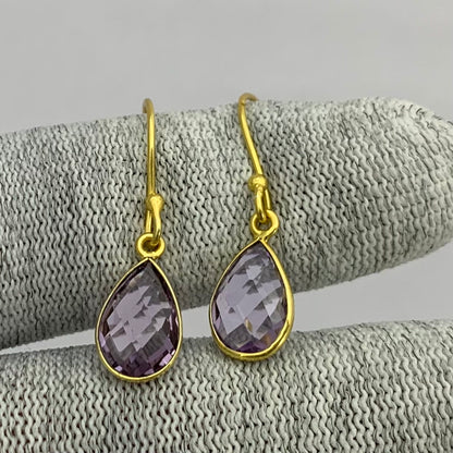 18K Gold Plated Faceted Teardrop Gemstone Earrings – Desiregem USA TGE1020 EM-1005