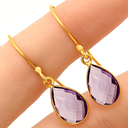 18K Gold Plated Faceted Teardrop Gemstone Earrings – Desiregem USA TGE1020 EM-1005