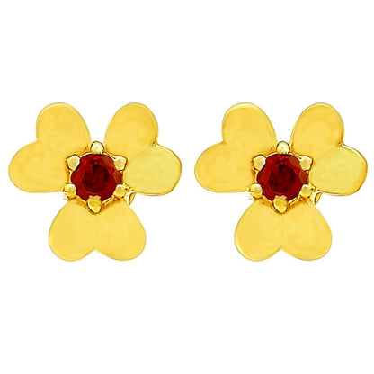 Dainty 18K Gold Plated Brass Floral Colorful Gemstone Stud Earrings TGE1021 EM-1277