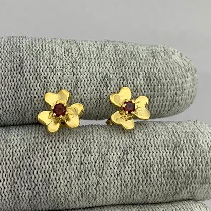 Dainty 18K Gold Plated Floral Colorful Gemstone Stud Earrings TGE1021 EM-1277