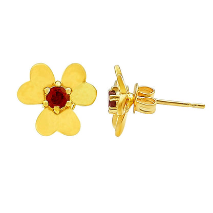 Dainty 18K Gold Plated Brass Floral Colorful Gemstone Stud Earrings TGE1021 EM-1277