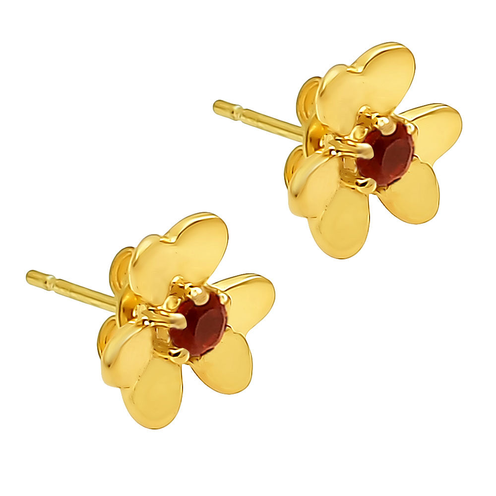 Dainty 18K Gold Plated Brass Floral Colorful Gemstone Stud Earrings TGE1021 EM-1277