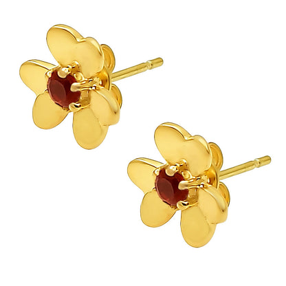 Dainty 18K Gold Plated Brass Floral Colorful Gemstone Stud Earrings TGE1021 EM-1277