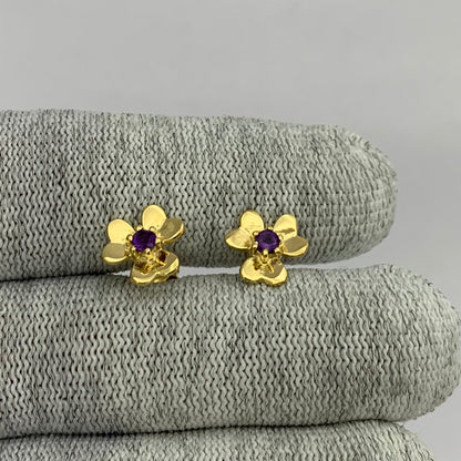 Dainty 18K Gold Plated Floral Colorful Gemstone Stud Earrings TGE1021 EM-1277