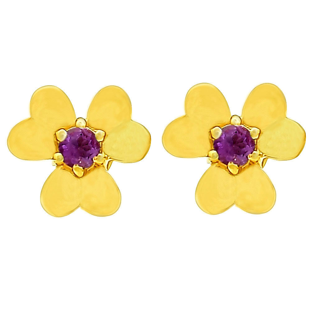 Dainty 18K Gold Plated Brass Floral Colorful Gemstone Stud Earrings TGE1021 EM-1277
