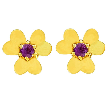 Dainty 18K Gold Plated Brass Floral Colorful Gemstone Stud Earrings TGE1021 EM-1277