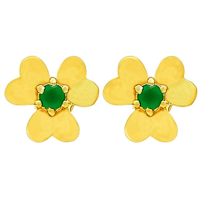 Dainty 18K Gold Plated Brass Floral Colorful Gemstone Stud Earrings TGE1021 EM-1277