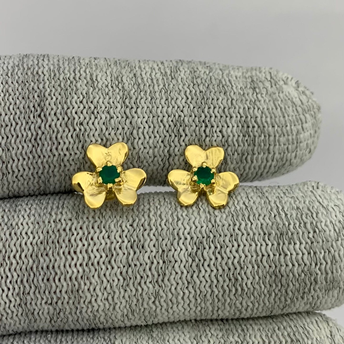 Dainty 18K Gold Plated Floral Colorful Gemstone Stud Earrings TGE1021 EM-1277