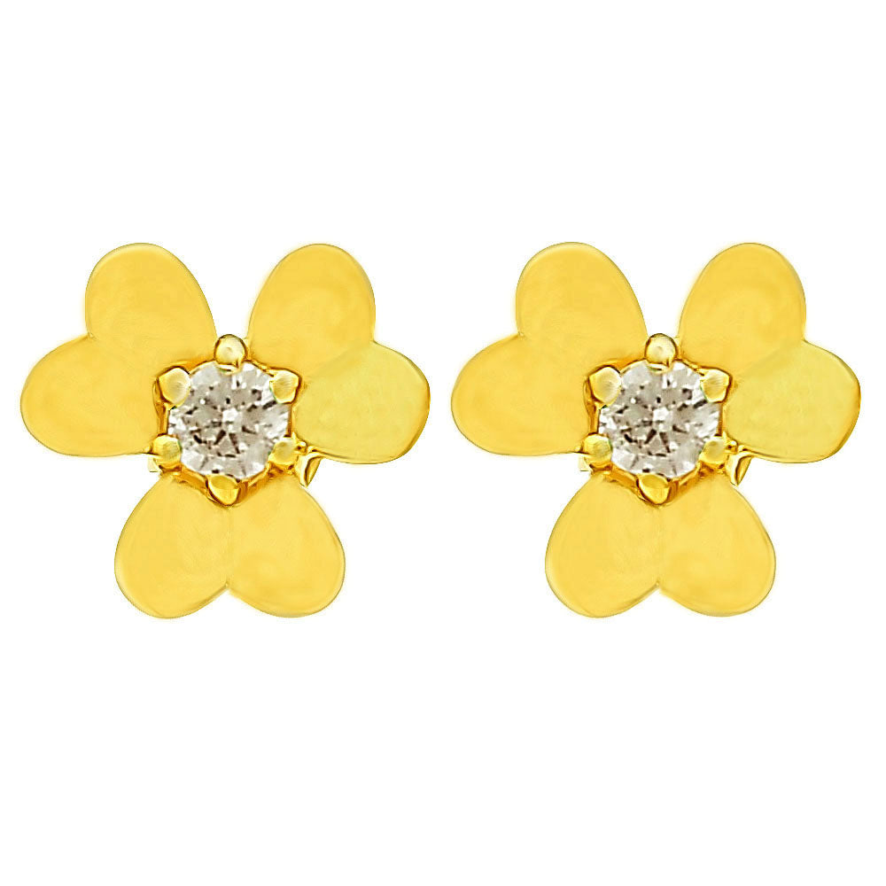 Dainty 18K Gold Plated Brass Floral Colorful Gemstone Stud Earrings TGE1021 EM-1277