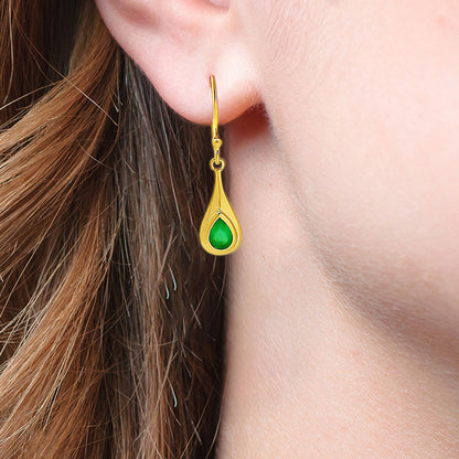 Elegant Handcrafted Teardrop Gemstone Earrings 18K Gold Over Brass TGE1022 EM-1278