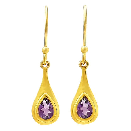 Elegant Handcrafted Teardrop Gemstone Earrings 18K Gold Over Brass TGE1022 EM-1278