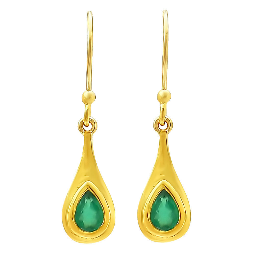 Elegant Handcrafted Teardrop Gemstone Earrings 18K Gold Over Brass TGE1022 EM-1278