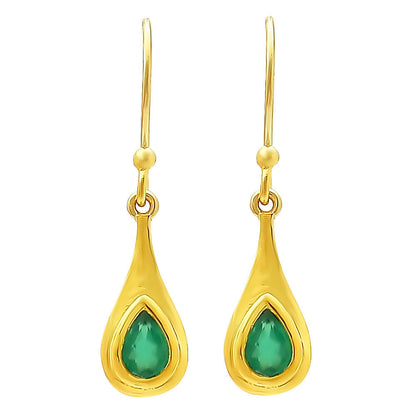 Elegant Handcrafted Teardrop Gemstone Earrings 18K Gold Over Brass TGE1022 EM-1278