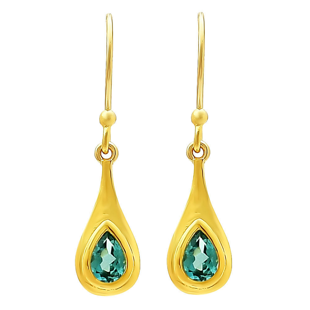 Elegant Handcrafted Teardrop Gemstone Earrings 18K Gold Over Brass TGE1022 EM-1278