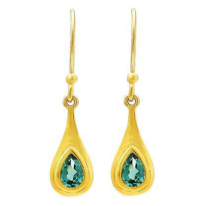 Elegant Handcrafted Teardrop Gemstone Earrings 18K Gold Over Brass TGE1022 EM-1278