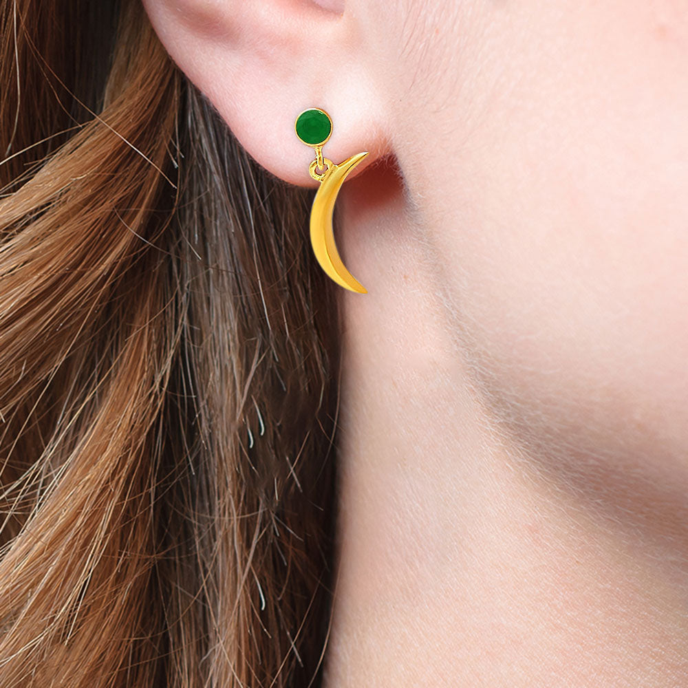 Celestial Crescent Moon Birth Gemstone Earrings in 18K Gold Plated TGE1023 EM-1267