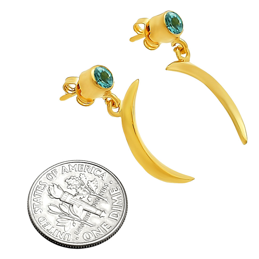 Celestial Crescent Moon Birth Gemstone Earrings in 18K Gold Plated TGE1023 EM-1267
