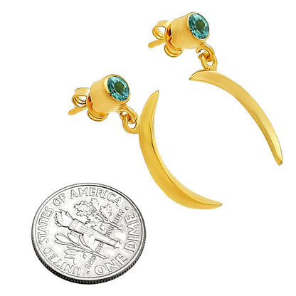 Celestial Crescent Moon Birth Gemstone Earrings in 18K Gold Plated TGE1023 EM-1267