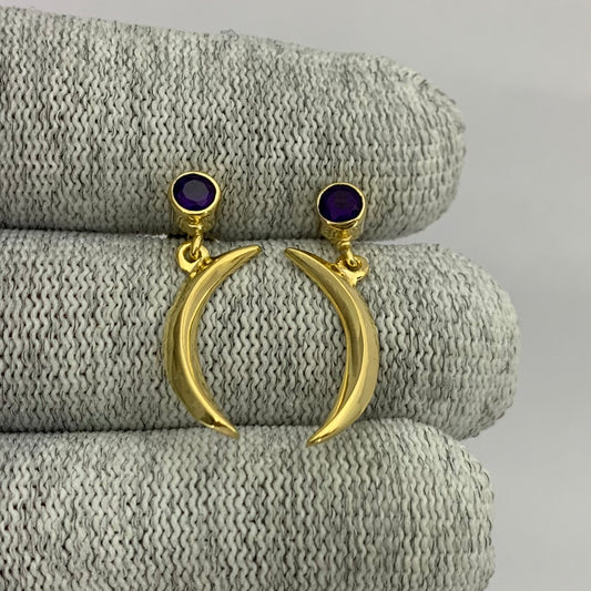 Celestial Crescent Moon Birth Gemstone Earrings in 18K Gold Plated TGE1023 EM-1267