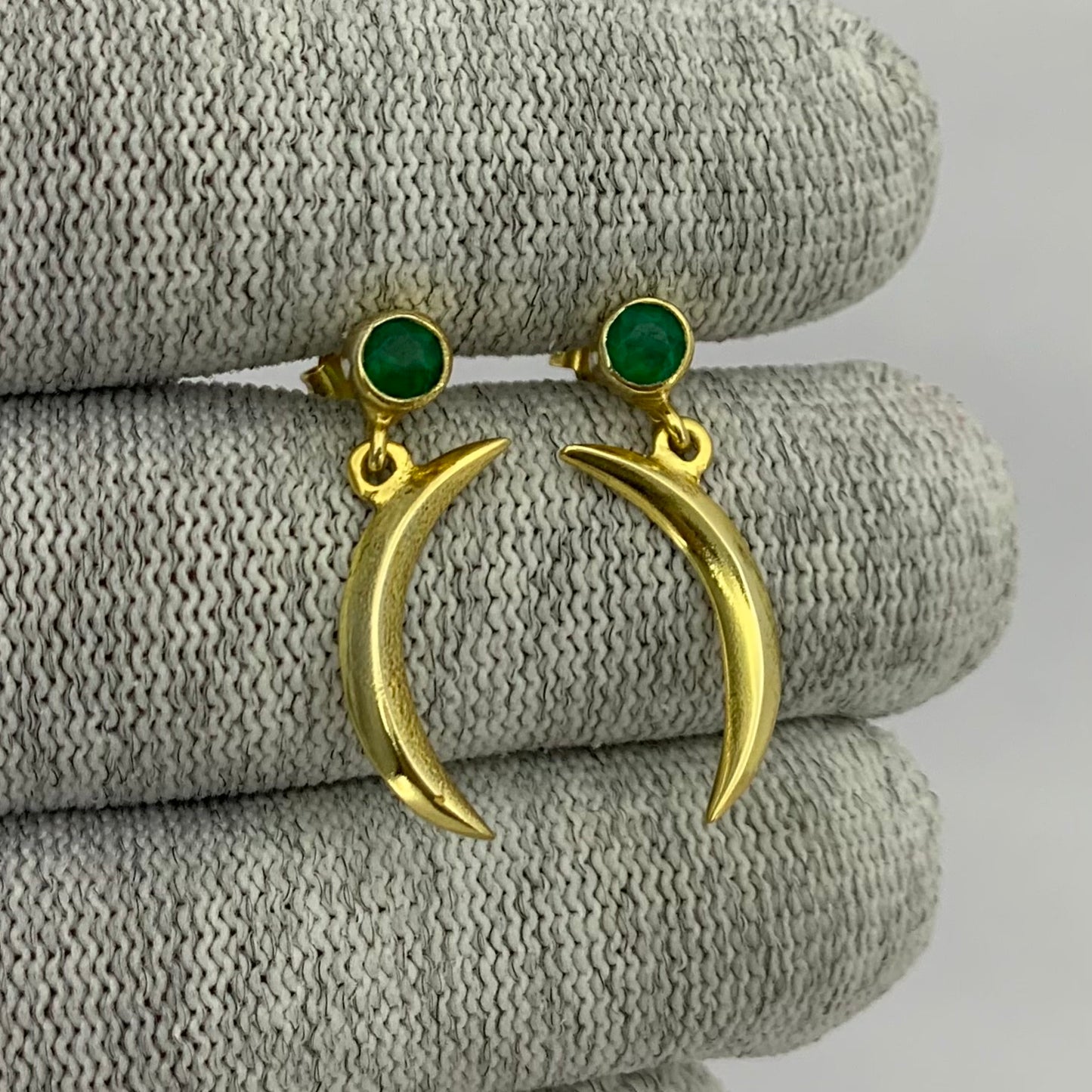 Celestial Crescent Moon Birth Gemstone Earrings in 18K Gold Plated TGE1023 EM-1267