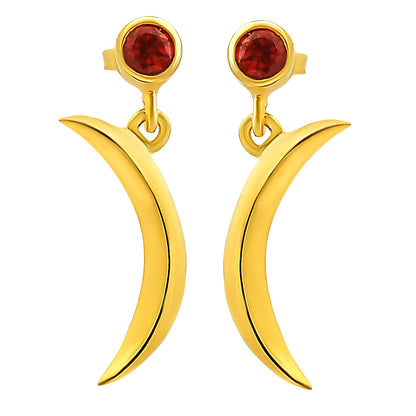 Celestial Crescent Moon Birth Gemstone Earrings in 18K Gold Plated TGE1023 EM-1267