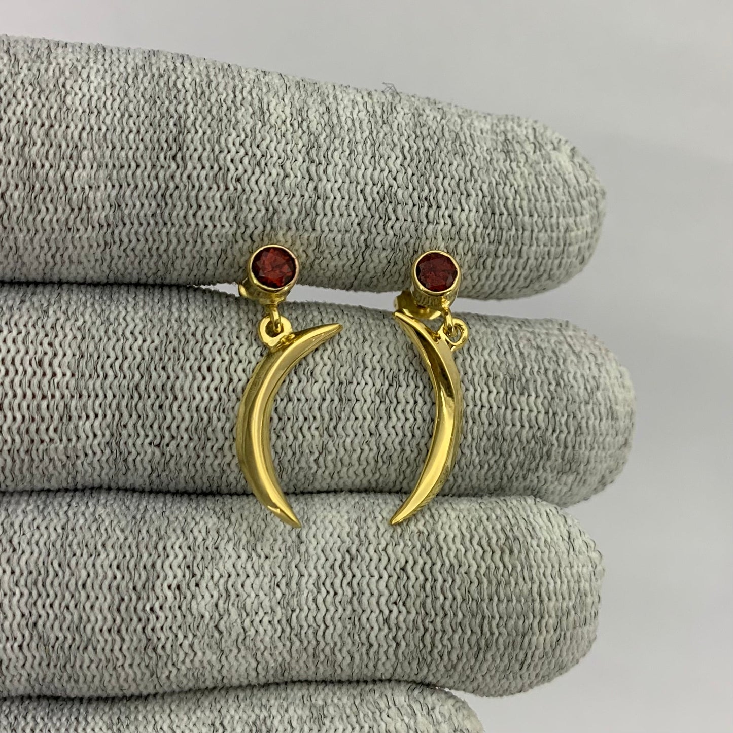 Celestial Crescent Moon Birth Gemstone Earrings in 18K Gold Plated TGE1023 EM-1267