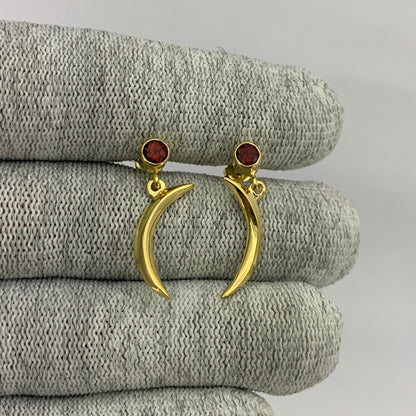 Celestial Crescent Moon Birth Gemstone Earrings in 18K Gold Plated TGE1023 EM-1267