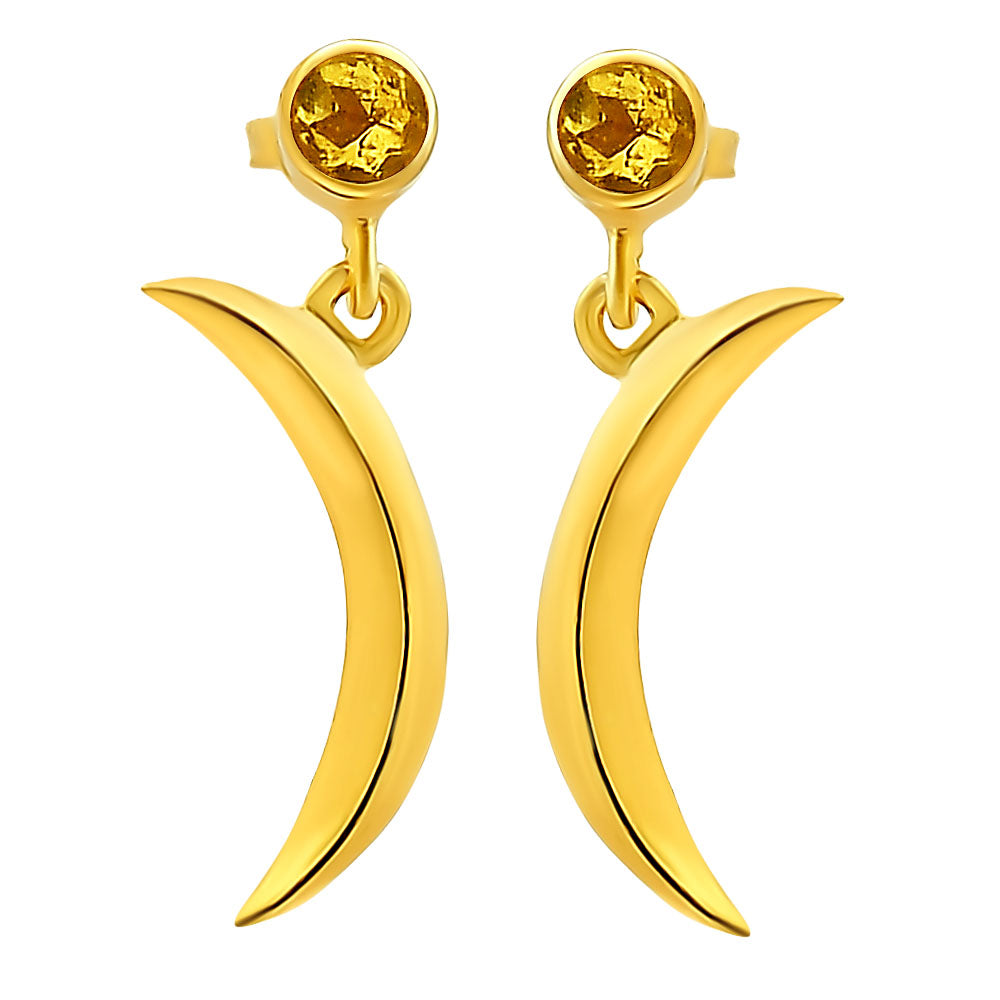 Celestial Crescent Moon Birth Gemstone Earrings in 18K Gold Plated TGE1023 EM-1267
