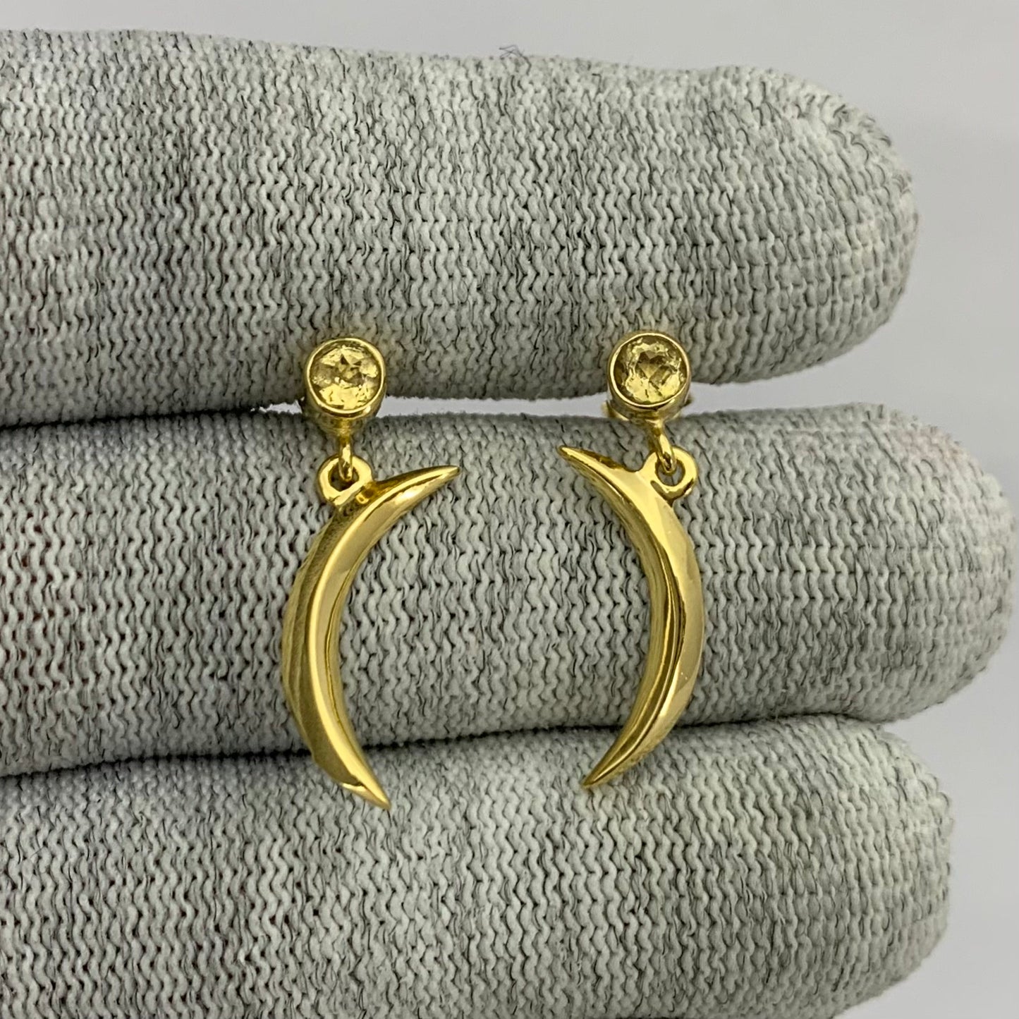 Celestial Crescent Moon Birth Gemstone Earrings in 18K Gold Plated TGE1023 EM-1267