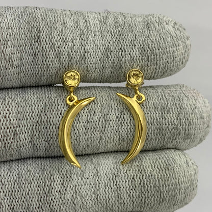 Celestial Crescent Moon Birth Gemstone Earrings in 18K Gold Plated TGE1023 EM-1267