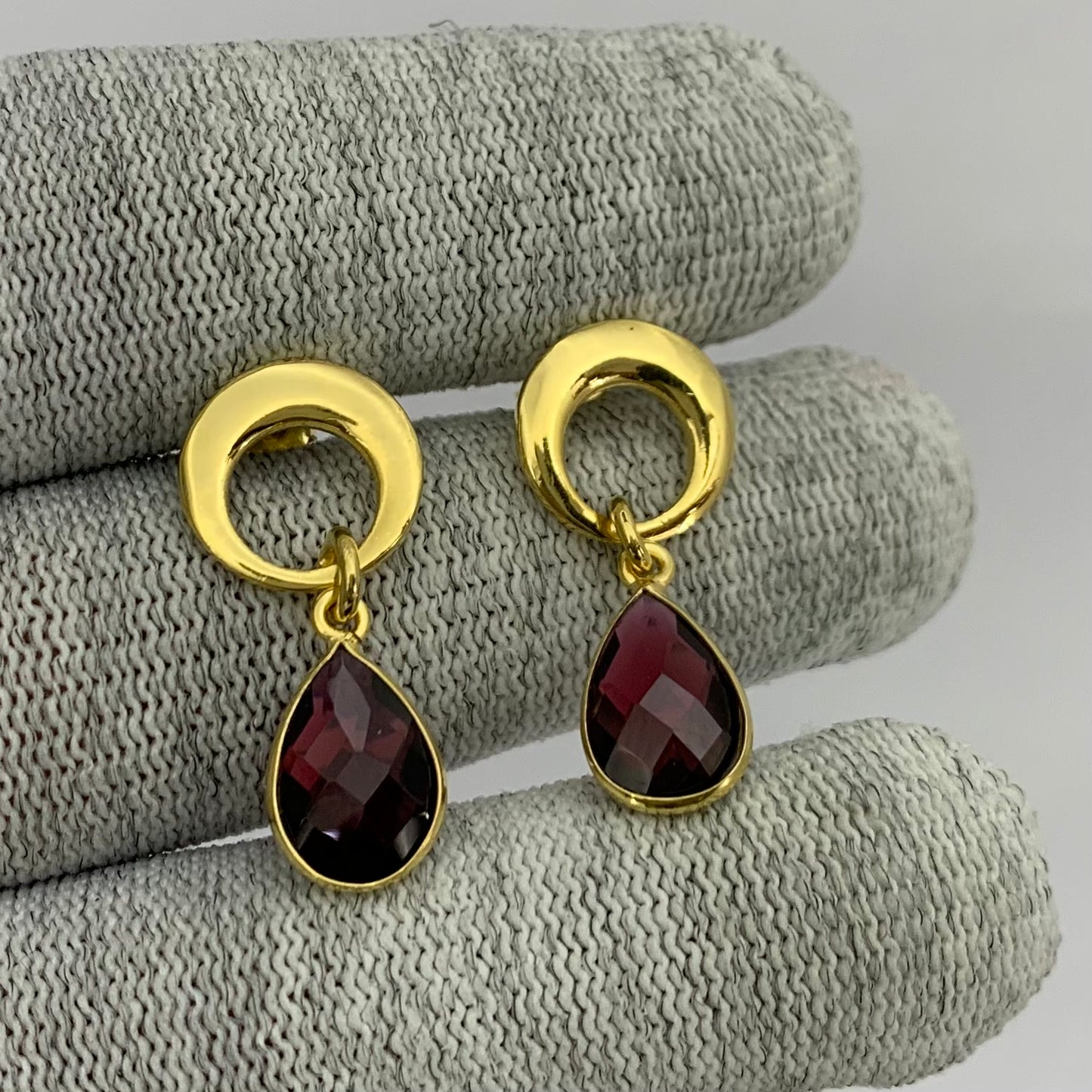 Modern Circle Teardrop Colorful Gemstone Earrings in 18K Gold Plated TGE1024 EM-1259